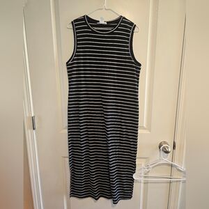 Cynthia Rowley Black and White Striped Midi Dress